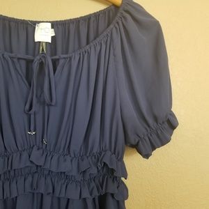 Anthropologie || HD in Paris navy peplum blouse